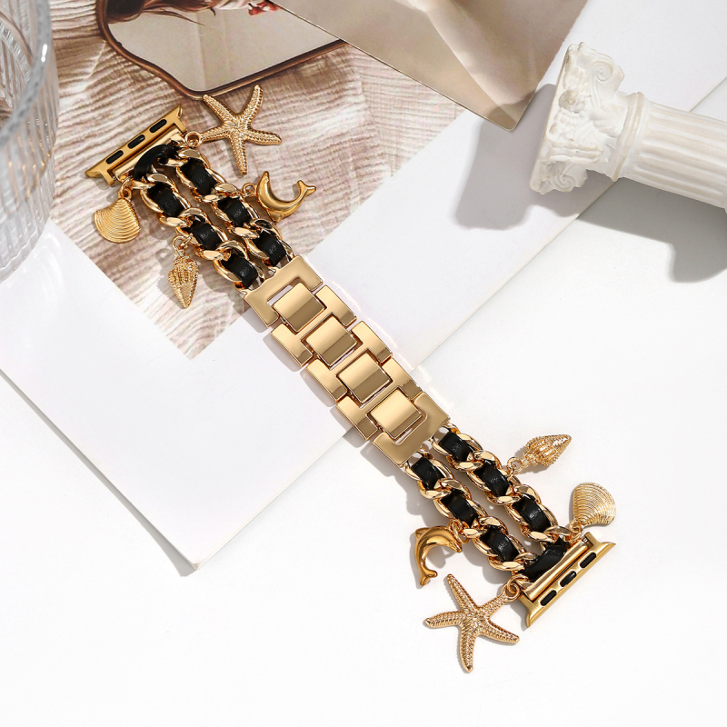 Curea pentru iwatch, stil xiaoxiang, iwatch 6543 generație, lanț metalic din denim, curea Apple xiaoxiang