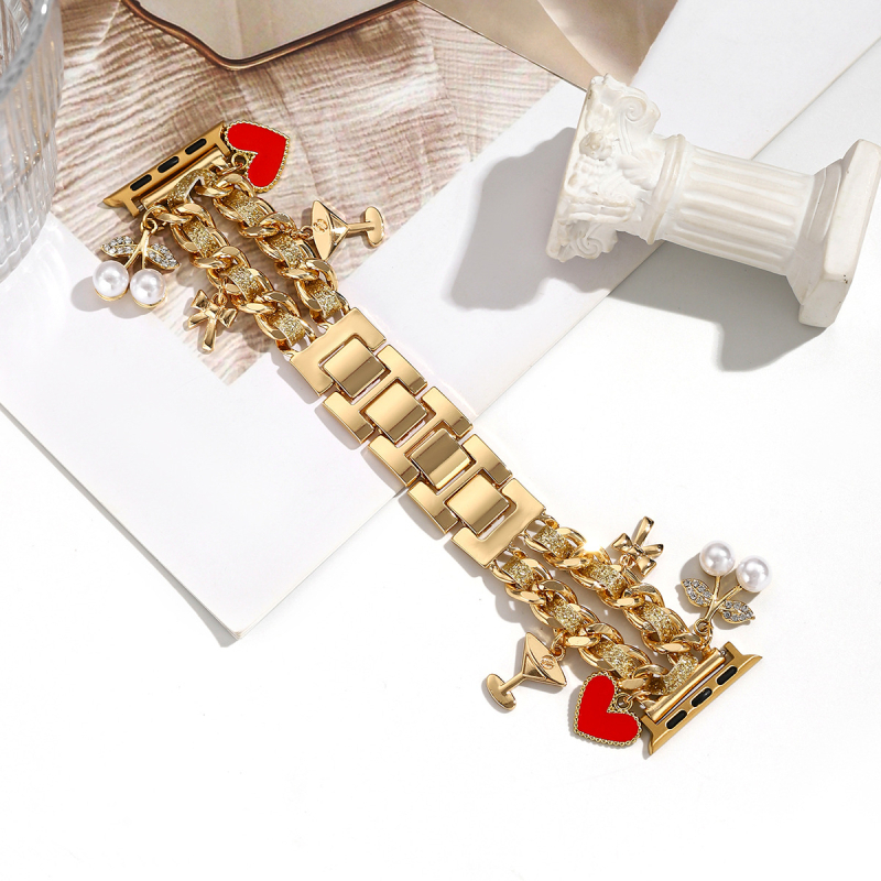 Curea pentru iwatch, stil xiaoxiang, iwatch 6543 generație, lanț metalic din denim, curea Apple xiaoxiang