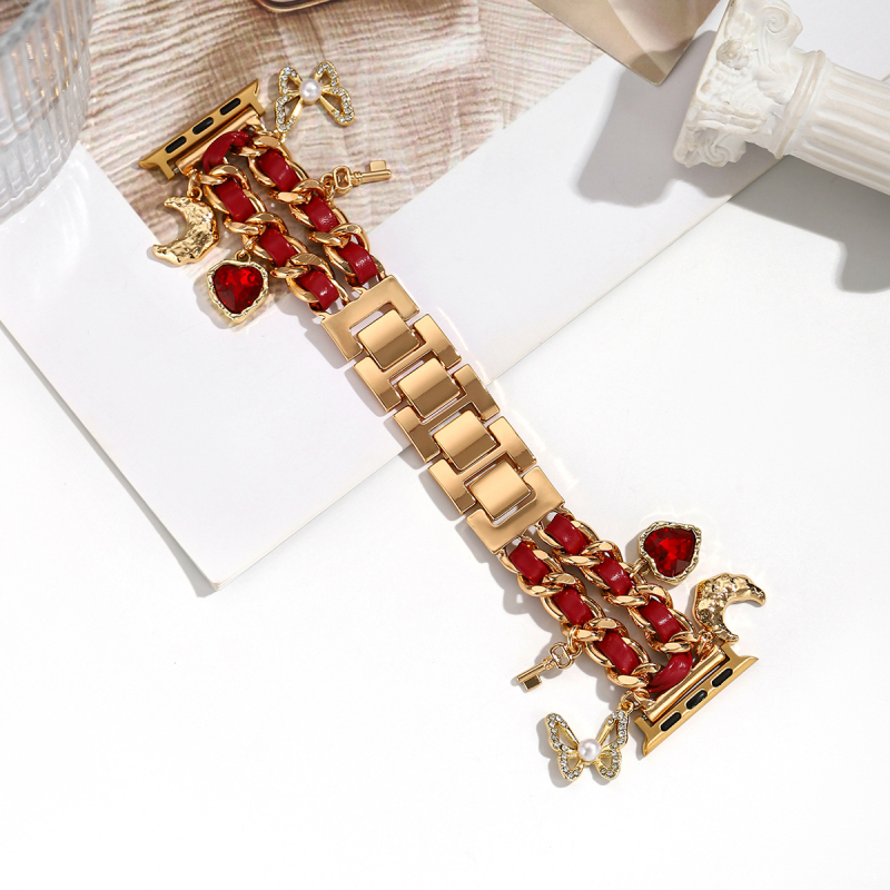 Curea pentru iwatch, stil xiaoxiang, iwatch 6543 generație, lanț metalic din denim, curea Apple xiaoxiang