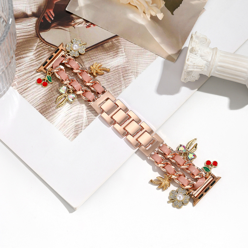 Curea pentru iwatch, stil xiaoxiang, iwatch 6543 generație, lanț metalic din denim, curea Apple xiaoxiang