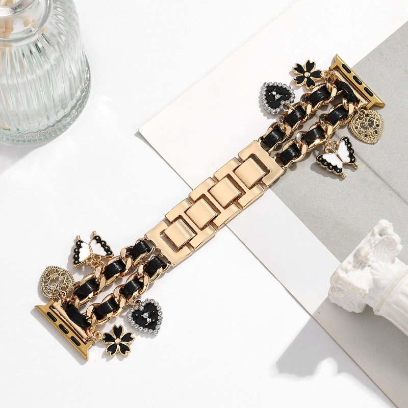 Curea pentru iwatch, stil xiaoxiang, iwatch 6543 generație, lanț metalic din denim, curea Apple xiaoxiang