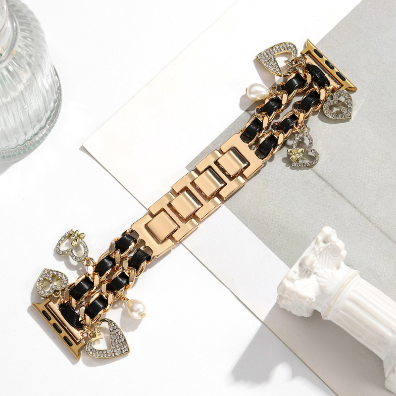 Curea pentru iwatch, stil xiaoxiang, iwatch 6543 generație, lanț metalic din denim, curea Apple xiaoxiang