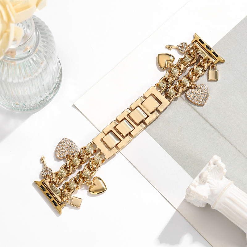 Curea pentru iwatch, stil xiaoxiang, iwatch 6543 generație, lanț metalic din denim, curea Apple xiaoxiang