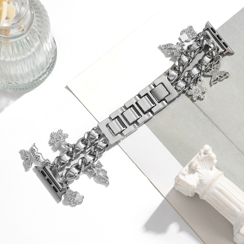 Curea pentru iwatch, stil xiaoxiang, iwatch 6543 generație, lanț metalic din denim, curea Apple xiaoxiang