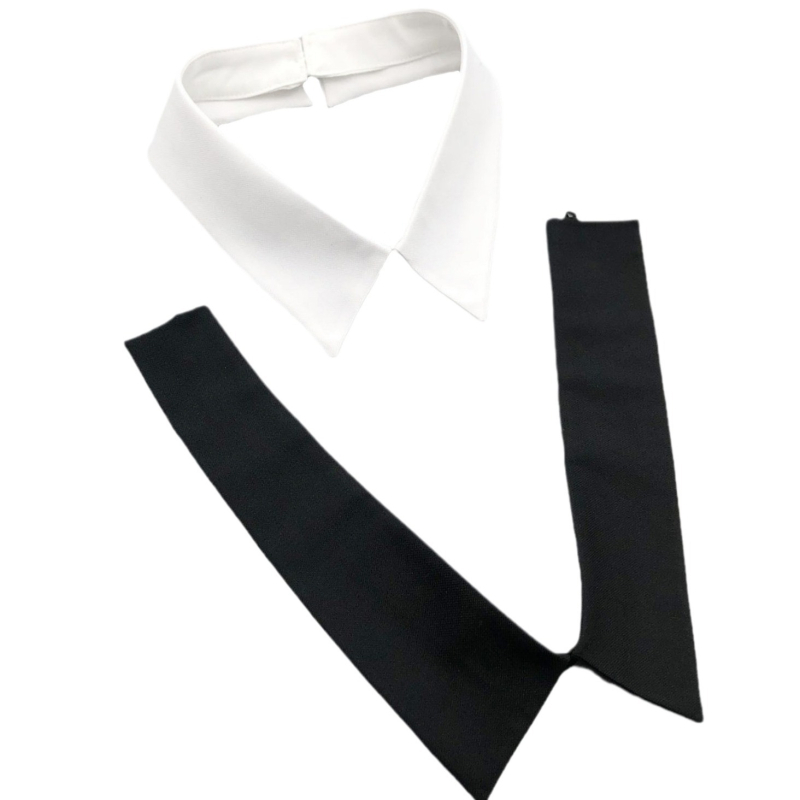 Îmbrăcăminte de lucru clasică alb-negru, guler mic, culoare pură, stil simplu, accesorii de îmbrăcăminte, accesorii versatile, îmbrăcăminte pentru bărbați și femei, guler fals