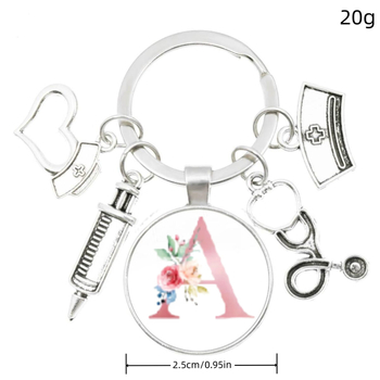 Σύριγγα στηθοσκοπίου νοσοκόμας με αγγλικά αρχικά A-Z μπρελόκ - ιατρικό χρυσό για τσάντα ή σακίδιο πλάτης