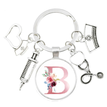 Σύριγγα στηθοσκοπίου νοσοκόμας με αγγλικά αρχικά A-Z μπρελόκ - ιατρικό χρυσό για τσάντα ή σακίδιο πλάτης