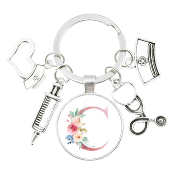 Σύριγγα στηθοσκοπίου νοσοκόμας με αγγλικά αρχικά A-Z μπρελόκ - ιατρικό χρυσό για τσάντα ή σακίδιο πλάτης