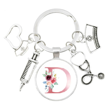 Σύριγγα στηθοσκοπίου νοσοκόμας με αγγλικά αρχικά A-Z μπρελόκ - ιατρικό χρυσό για τσάντα ή σακίδιο πλάτης