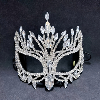 Европейска и американска бар банкетна геометрична ромбовидна маска, инкрустирана със стъкло, перфектна за Хелоуин и ежедневна употреба, изящна