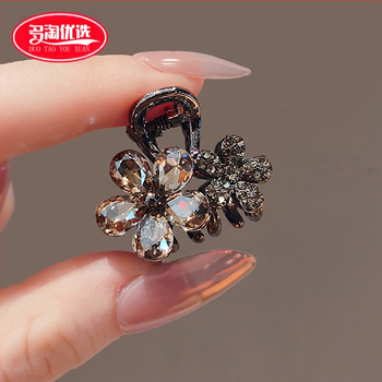 Κλιπ κρυστάλλου Flower Shark μεσαίου μεγέθους φουρκέτα με αίσθηση, κλιπ μαλλιών με μισό δέσιμο, αφέλειες