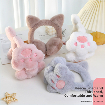 Γυναικείες ωτοασπίδες χειμωνιάτικες ζεστές ωτοασπίδες με κινούμενα σχέδια σε σχήμα νυχιού γάτας, χαριτωμένες βελούδινες ωτοασπίδες, γυναικείες ωτοασπίδες, ωτοασπίδες για μαθητές, ωτοασπίδες, ωτοασπίδες