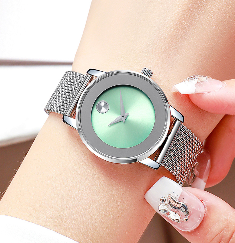 Noul CHRONOS Ceas de damă la modă curea din oțel țesut Ceas mic rafinat pentru femei Ceas casual impermeabil pentru femei