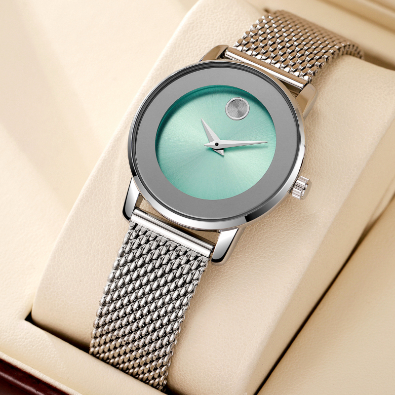 Noul CHRONOS Ceas de damă la modă curea din oțel țesut Ceas mic rafinat pentru femei Ceas casual impermeabil pentru femei