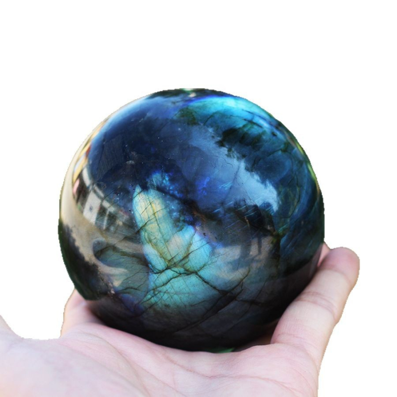 Didmeninė prekyba tarpvalstybiniais poliruoto krištolo rutulio traukimo akmens rutulio akmens papuošalais pilku mėnulio akmeniu, žaisdami krištolo rutulio papuošalus