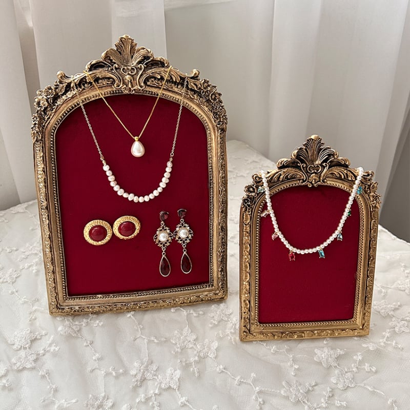 Rama foto vintage din rășină, suport pentru bijuterii, afișare bijuterii antice, colier de perle, cercei, recuzită pentru fotografie