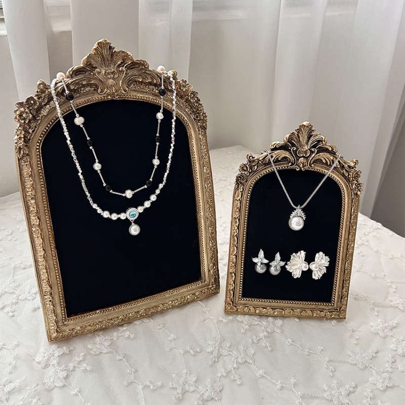 Rama foto vintage din rășină, suport pentru bijuterii, afișare bijuterii antice, colier de perle, cercei, recuzită pentru fotografie