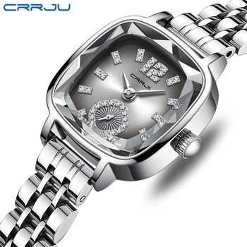 Ρολόι CRRJU/Kajun New Style 5014 για γυναίκες, τετράγωνο καντράν, με μπρασελέ από ατσάλι και διαμάντια, απλό, casual, επαγγελματικό, μοντέρνο