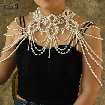 Yulapan VG09A Ευρωπαϊκό και Αμερικανικό Νέο Στυλ Φωτεινό Πολυτελές Χειροποίητο Φόρεμα με Χάντρες και Μαργαριτάρια, Αλυσίδα Ώμου με Φούντα