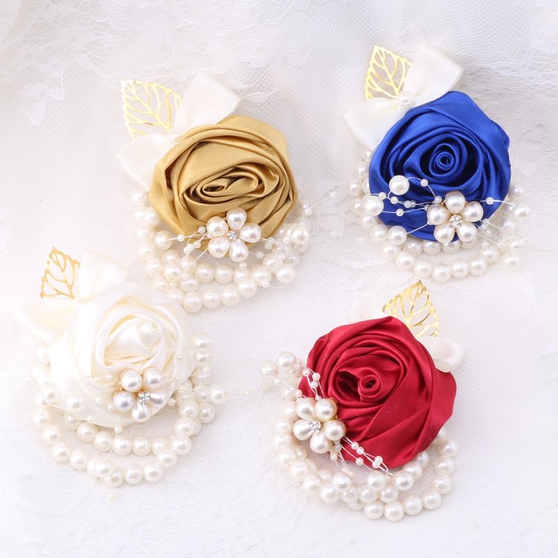 252 Nuotakos riešo gėlės, pamergių grupės seserų gėlės, pabrolių ir jaunikio gėlės įvairiomis spalvomis, vestuvių reikmenys