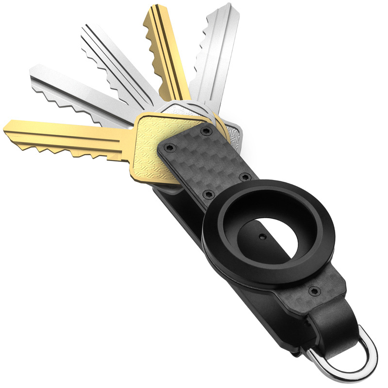 Tarpvalstybinis „AirTag“ metalinis raktų pakabukas, aliuminio lydinio, apsaugantis nuo pametimo, daugiafunkcis anglies pluošto raktų dangtelis