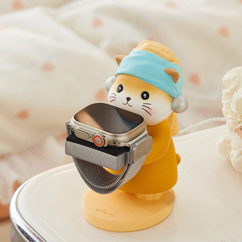 Χαριτωμένο δημιουργικό ρολόι γάτας με μαργαριτάρια, βάση φόρτισης, δίσκος Huawei, κομοδίνο, γραφείο, πρακτικό διακοσμητικό δώρο