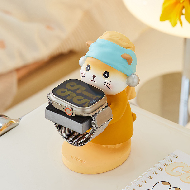 Mielas kūrybingas perlų katės laikrodžio įkrovimo laikiklis, „Huawei“ naktinis staliukas namams, darbalaukis, praktiška dekoratyvinė dovana