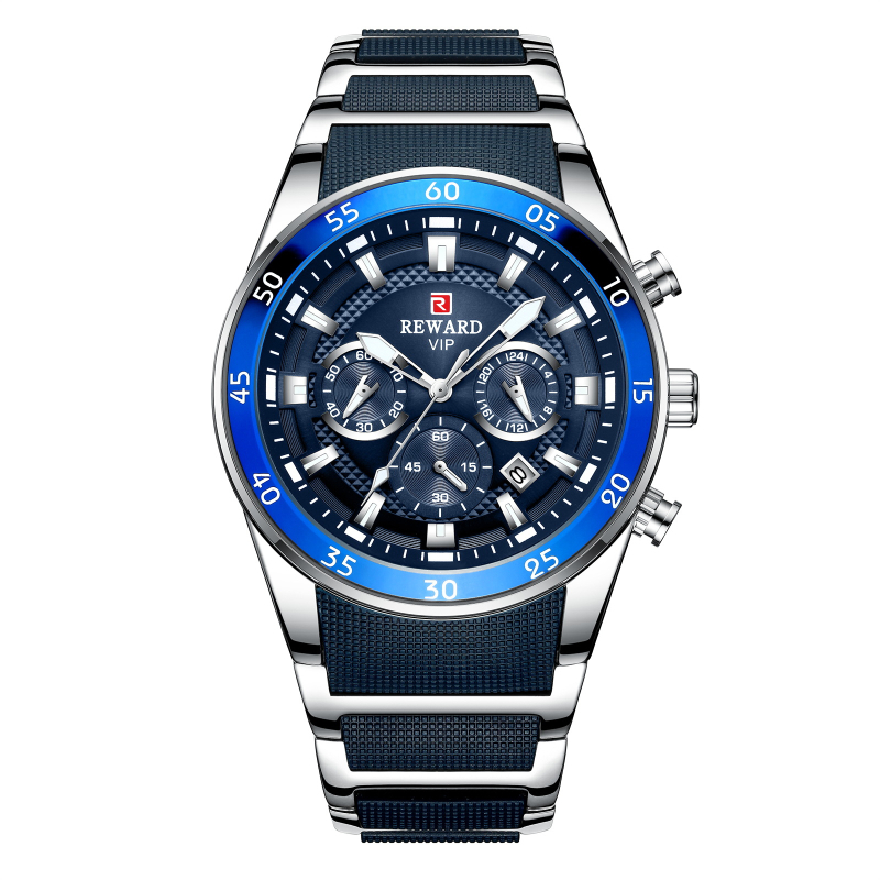 REWARD81011 vyriškas laikrodis, kalendorinis kvarcinis laikrodis, plieninės juostos laikrodis, verslo laisvalaikio stiliaus, šešių kontaktų vyriškas laikrodis