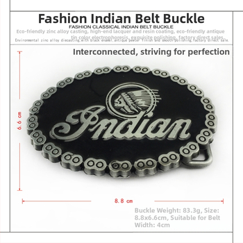 BULLZINE cinka sakausējuma Indijas motocikla ķēdes jostas sprādze 03137 Retro ikdienas jostas sprādze