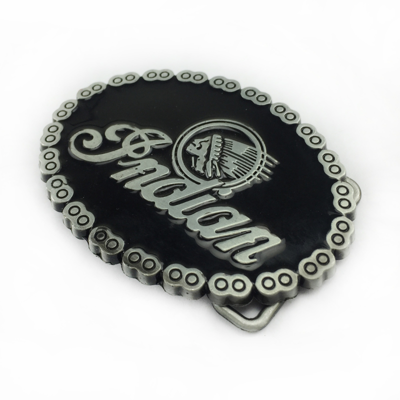 BULLZINE cinka sakausējuma Indijas motocikla ķēdes jostas sprādze 03137 Retro ikdienas jostas sprādze