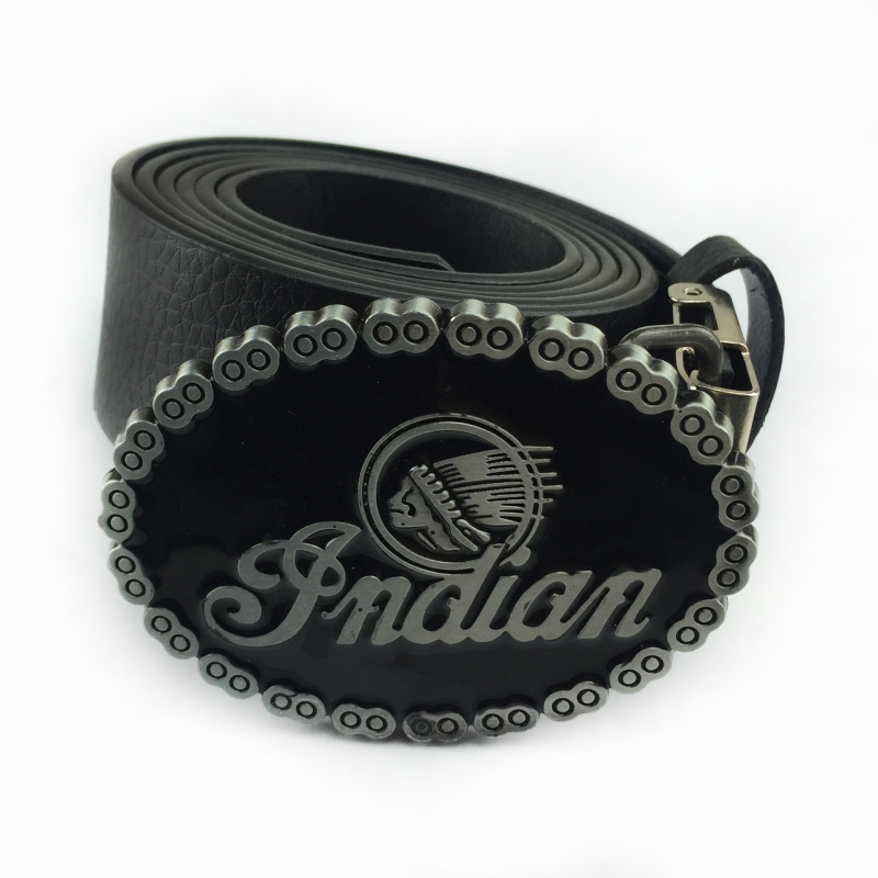 BULLZINE cinka sakausējuma Indijas motocikla ķēdes jostas sprādze 03137 Retro ikdienas jostas sprādze