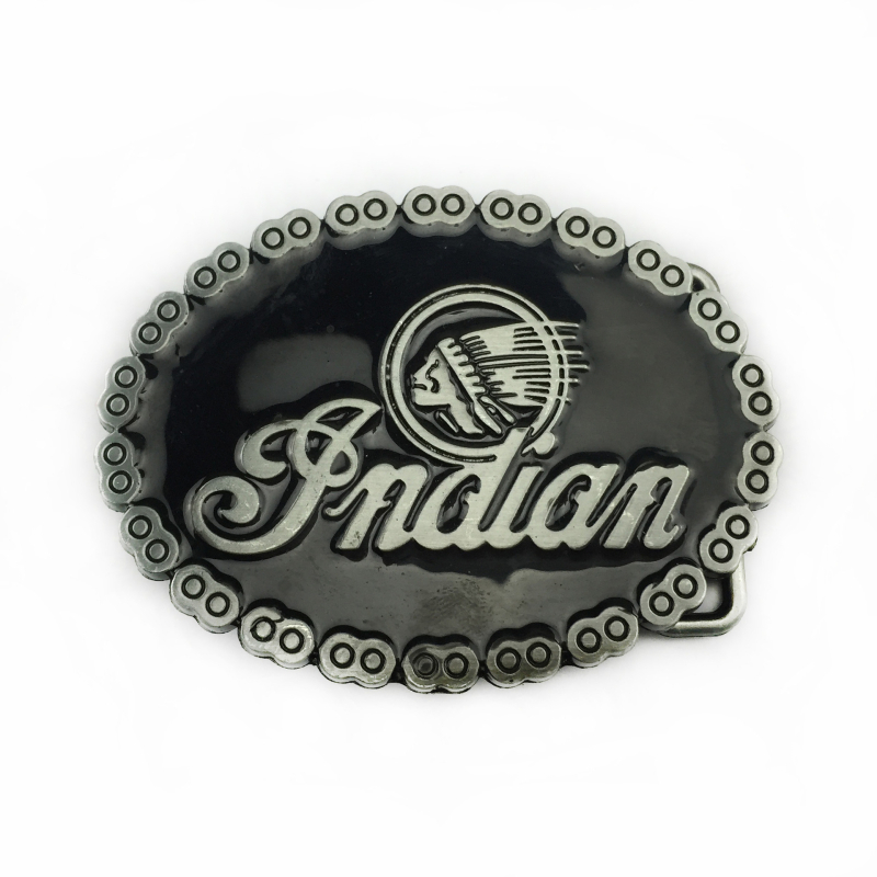 BULLZINE cinka sakausējuma Indijas motocikla ķēdes jostas sprādze 03137 Retro ikdienas jostas sprādze