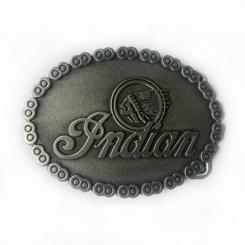 BULLZINE cinka sakausējuma Indijas motocikla ķēdes jostas sprādze 03137 Retro ikdienas jostas sprādze