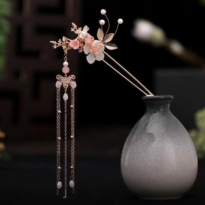 Hanfu galvos apdangalas, vaikiškas, moteriškas, senovinio stiliaus, antakių, plaukų aksesuarai, mergaitėms, kutais, žingsneliais purtomi, mažos mergaitės, plaukų segtukai, pilnas komplektas.