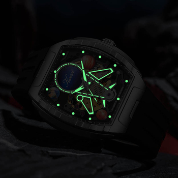 KUERST KUERST διαστημικό αεροσκάφος ισχυρό φωτεινό ελαστικό αυτόματο μηχανικό ρολόι ανδρικό ρολόι σε σχήμα βαρελιού