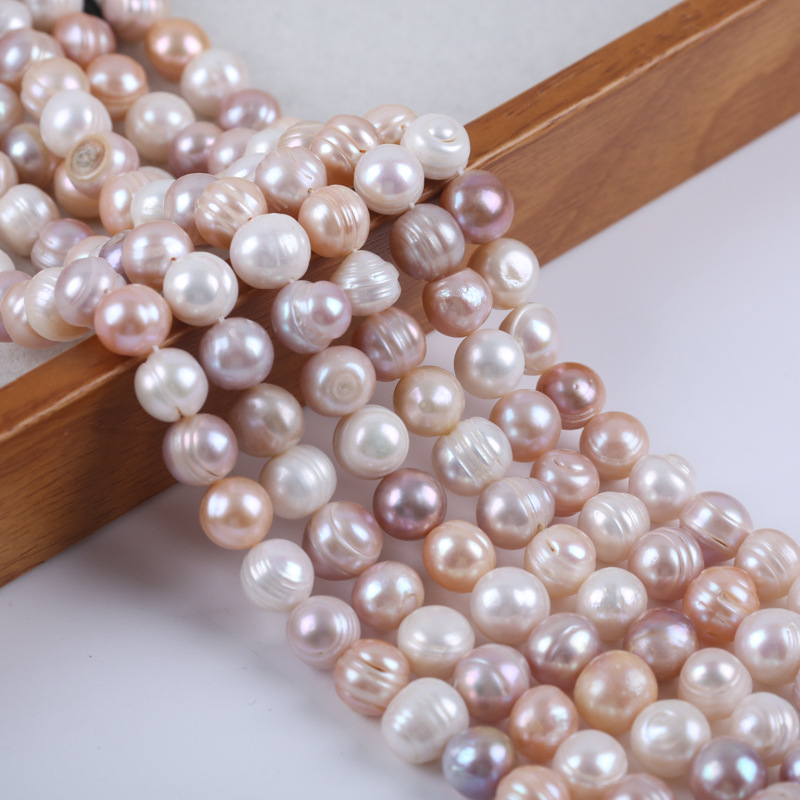 10-11 mm bijela ružičasta ljubičasta miješana boja navojem okrugle perle niz luka slatkovodni biser u obliku krumpira tvornički outlet