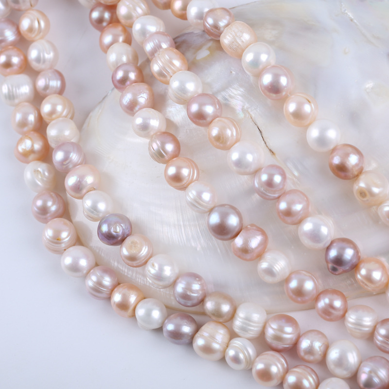 10-11 mm bijela ružičasta ljubičasta miješana boja navojem okrugle perle niz luka slatkovodni biser u obliku krumpira tvornički outlet