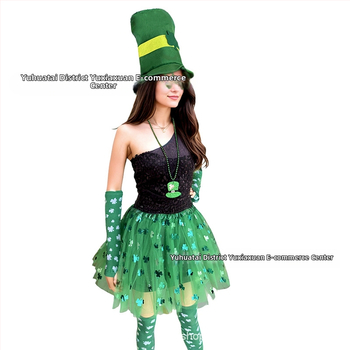 Διασυνοριακό κοστούμι για την ημέρα του Αγίου Πατρικίου, Ιρλανδικό φεστιβάλ, Μακιγιάζ, Αξεσουάρ κοστουμιών για το τριφύλλι