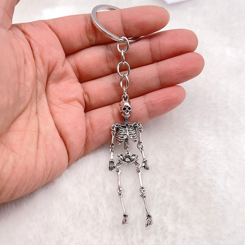 Breloc gotic cu craniu, breloc cu craniu de bărbat, breloc cu craniu metalic de Halloween