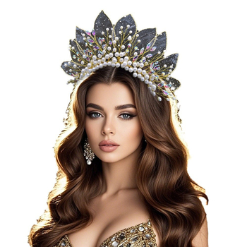 Αξεσουάρ νυφικού με κορδέλα Star Pearl Magic Color Rhinestone Crown Mesh Ευρωπαϊκή και αμερικανική νύφη Γαμήλια καπέλα CP670
