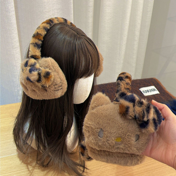 Y2K μαύρες δερμάτινες βελούδινες ωτοασπίδες hellokitty αυθεντικές ζεστές ωτοασπίδες χαριτωμένες καλύμματα αυτιών kt για γάτες με αντιψυκτικό