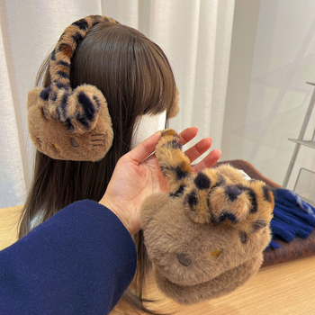 Y2K μαύρες δερμάτινες βελούδινες ωτοασπίδες hellokitty αυθεντικές ζεστές ωτοασπίδες χαριτωμένες καλύμματα αυτιών kt για γάτες με αντιψυκτικό