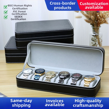 „Gold Guild“ pakuotės PU odos stručio rašto 6102 pozicijų laikrodžių krepšys papuošalų laikymo ekrano užtrauktuko pakavimo dėžutė