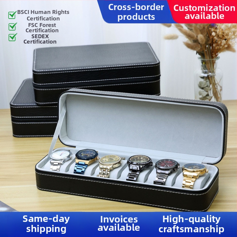„Gold Guild“ pakuotės PU odos stručio rašto 6102 pozicijų laikrodžių krepšys papuošalų laikymo ekrano užtrauktuko pakavimo dėžutė