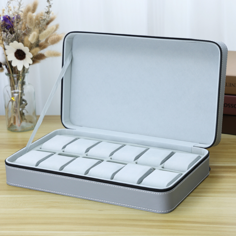 „Gold Guild“ pakuotės PU odos stručio rašto 6102 pozicijų laikrodžių krepšys papuošalų laikymo ekrano užtrauktuko pakavimo dėžutė