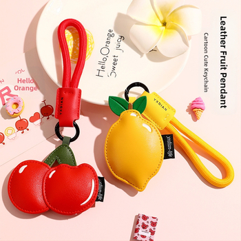 Animacinių filmukų mielas odinis vaisių mados kūrybingas automobilio raktų pakabukas išskirtinis krepšys pakabukas pora maža dovana didmeninė prekyba