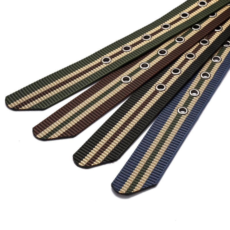 Naujas „Cross-Border 4.0“ imitacijos nailono drobės diržas, laisvalaikio austinis kelnių diržas, dryžuotas universalus nailono prailgintas diržas.