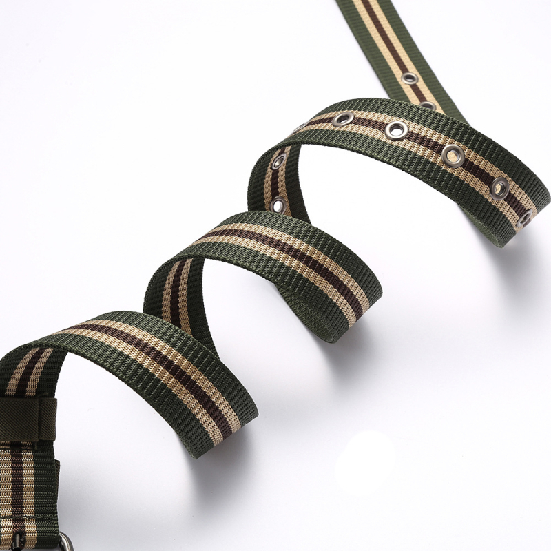 Naujas „Cross-Border 4.0“ imitacijos nailono drobės diržas, laisvalaikio austinis kelnių diržas, dryžuotas universalus nailono prailgintas diržas.