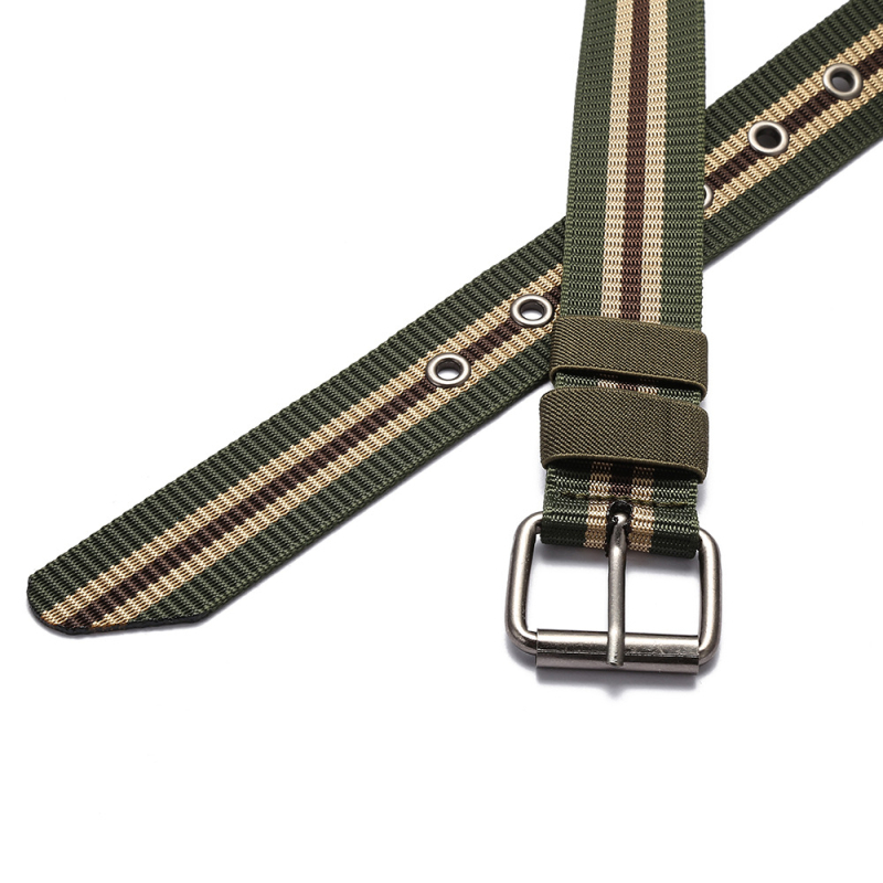 Naujas „Cross-Border 4.0“ imitacijos nailono drobės diržas, laisvalaikio austinis kelnių diržas, dryžuotas universalus nailono prailgintas diržas.