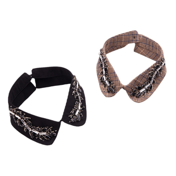 Υψηλής ποιότητας χειροποίητο, εξαιρετικό ψεύτικο κολάρο εξωτερικού εμπορίου, βαρύ, Houndstooth με χάντρες, νέο ευέλικτο κολάρο, απευθείας από τον κατασκευαστή